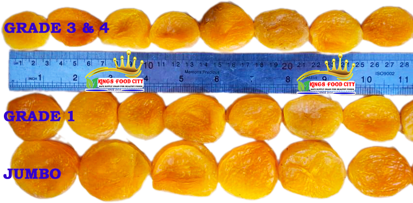 Different Grades of Dried Apricots